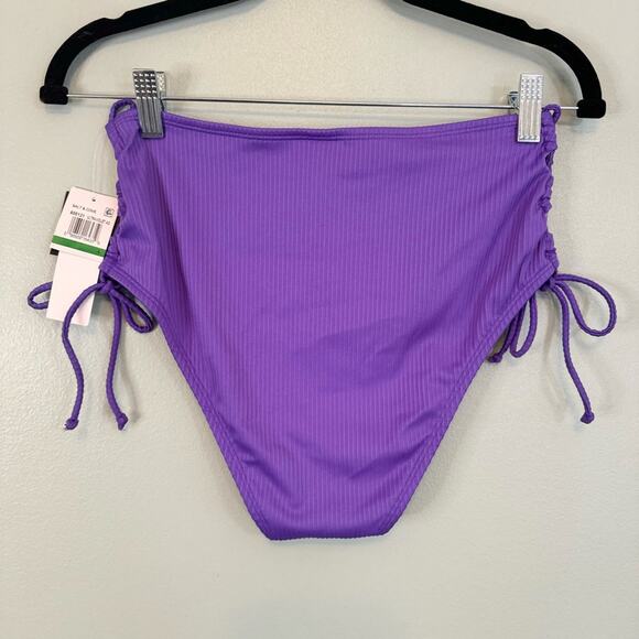 Salt + Cove Junior's Purple Raised Rib Lace Bikini Bottom Swimsuit Large NWT - Picture 4 of 10